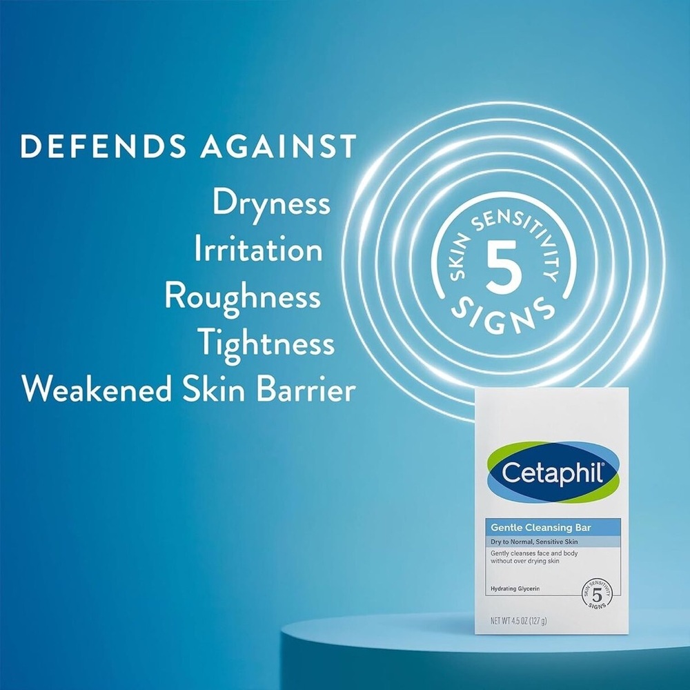 CETAPHIL Gentle Cleansing‎ Bar Soap Dry to  Normal  Sensitive Skin 4.5oz -3 pack